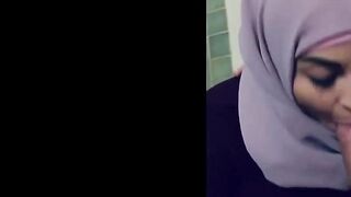 Arabian hijab-wearing missus sucks her lover's fat dick