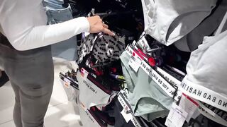Boyfriend with a head-mounted camera has an 18-year-old sweetheart in the anus in the fitting room of the store, cumming on her lower back