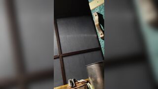 A young naughty girl with delicious tits and round buttocks gives blowjob and fucks with her partner in the steam room