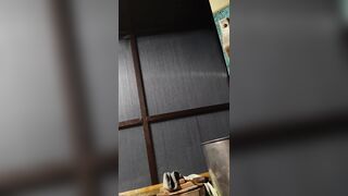 A young naughty girl with delicious tits and round buttocks gives blowjob and fucks with her partner in the steam room