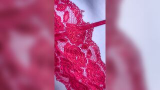 A bearded boyfriend does cunnilingus and films on his smartphone how he fucks his partner in red lingerie