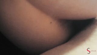The boyfriend takes a close-up on the camera as he has a big cock in the ass of a big-ass MILF standing in a doggy style pose