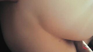 The boyfriend takes a close-up on the camera as he has a big cock in the ass of a big-ass MILF standing in a doggy style pose